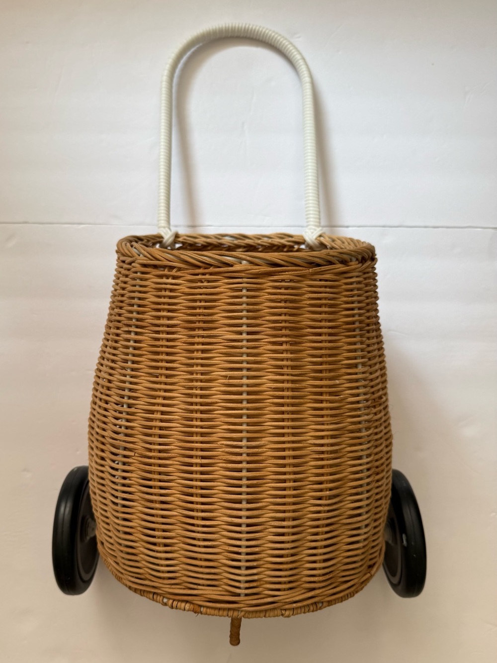 Olli Ella Original Luggy Natural Rattan Rolling Basket Toy Cart